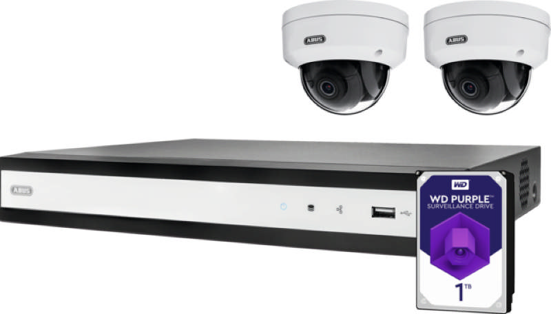 ABUS komplett set med NVR och 2 PoE mini-dome-kameror