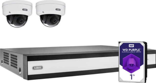 ABUS komplett set med NVR och 2 PoE mini-dome-kameror