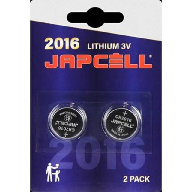 Japcell batteri CR2016 litiumbatteri, 2 st