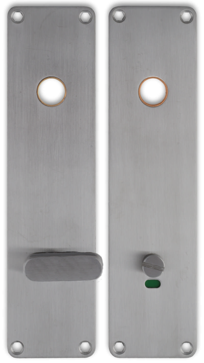 Långskylt för handikapptoalettpersonal Boda 2x 215x55x2mm i rostfritt stål 304 med mässingsring C/C105