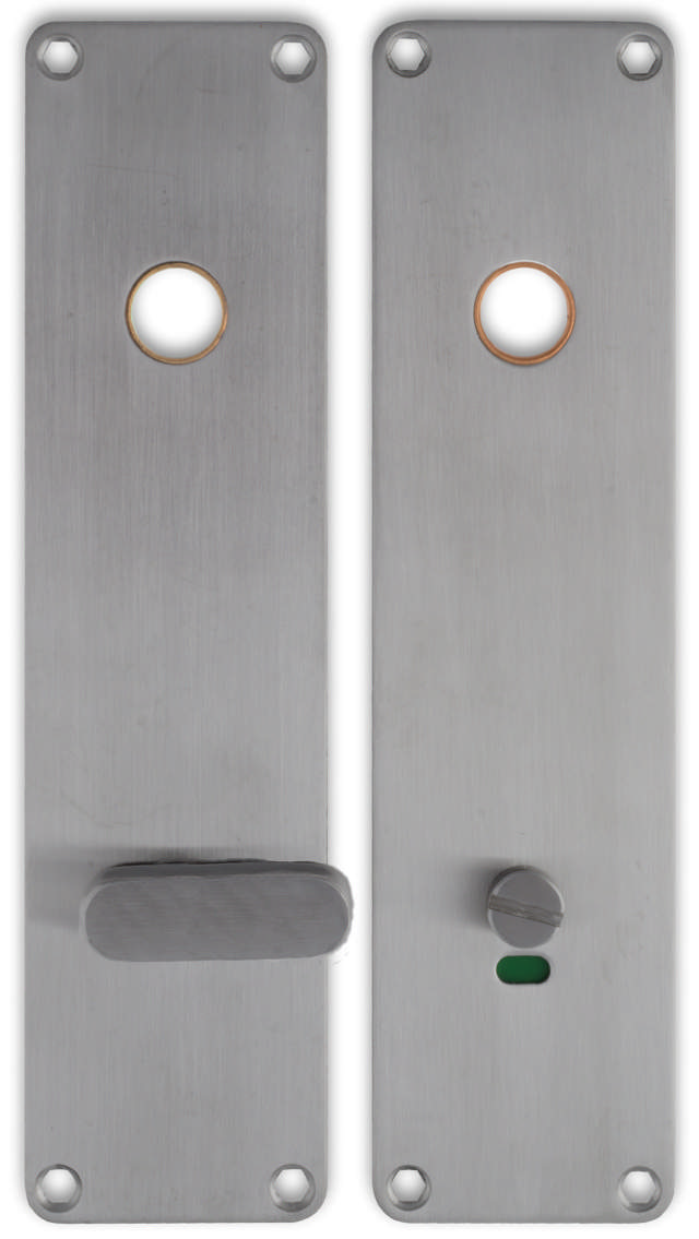 Långskylt för handikapptoalettpersonal Boda 2x 215x55x2mm i rostfritt stål 304 med mässingsring C/C105