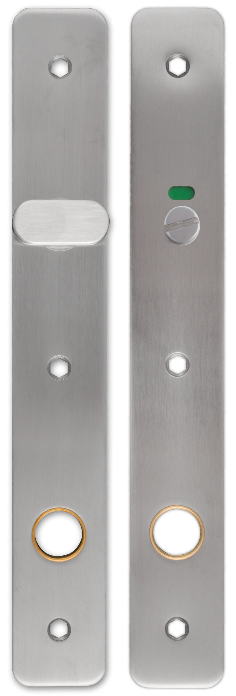 Långplatta smal profil för toalettbeslag Assa C/C105