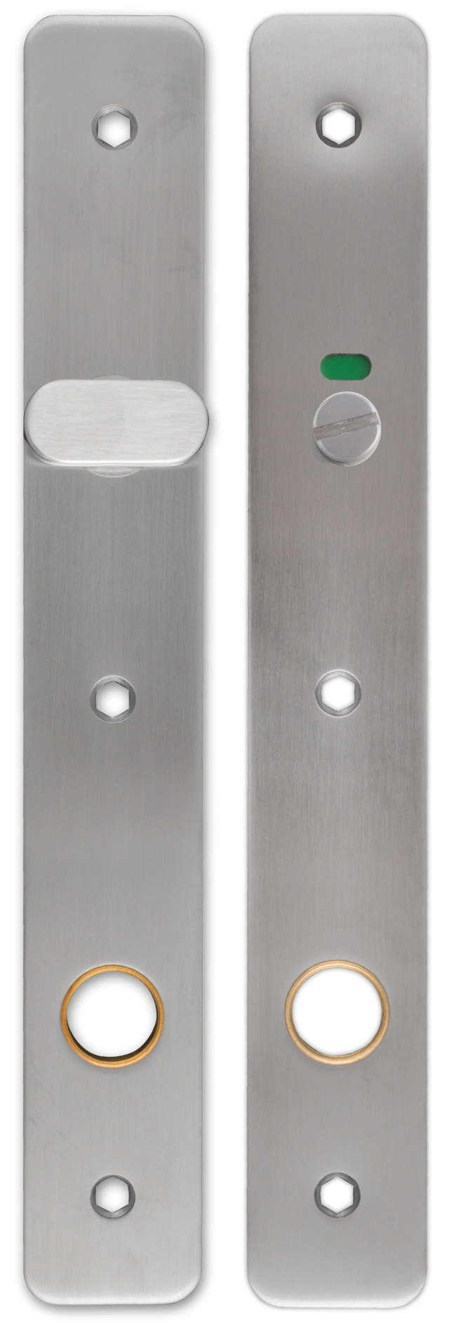 Långplatta smal profil för toalettbeslag Assa C/C105