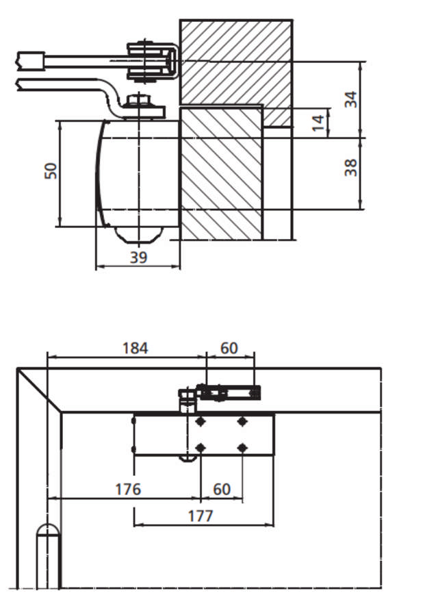 GEZE Arm TS 1500, silver