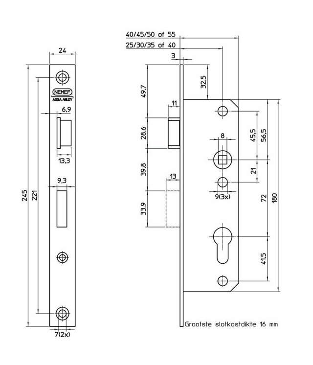 Nemef låsväska 8691/40 Höger 2601000546 Din Vänster