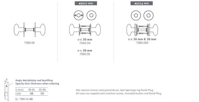 Randi Line 18 dörrknopp vridbar med rosett CC30, 708004