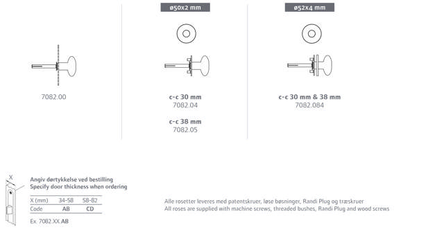 Randi Line 18 dörrknopp, fast utan rosett, 708200CD