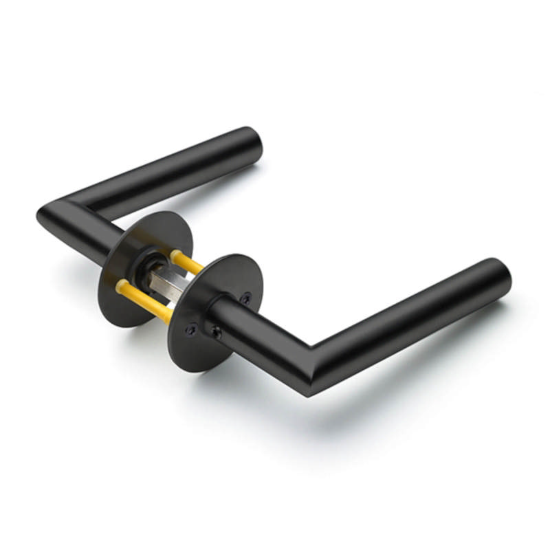 Randi Line 18 dörrhandtag F massiv rosett CC30, svart PVD