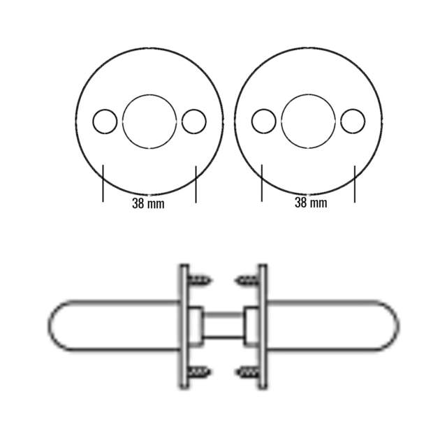 Randi dörrhandtag 101106AB 16mm massiv rosett CC38, träskruvar