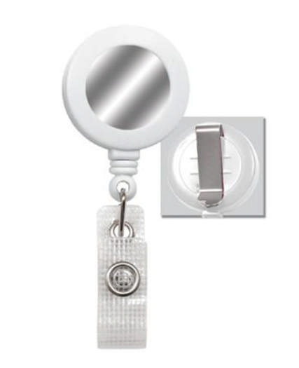 Liten vit bältesklämma för passerkort