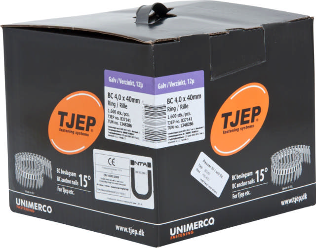 TJEP Beslagsøm Elgalv. BC 40/40 PK m. 1600 stk.