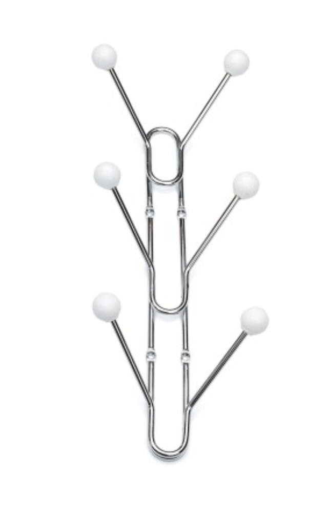 BENNY HÄNGSTÄLL MED 6 KROKAR VIT/KROM