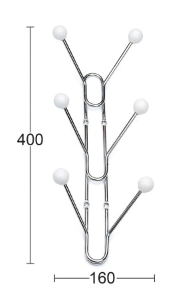 BENNY HÄNGSTÄLL MED 6 KROKAR VIT/KROM