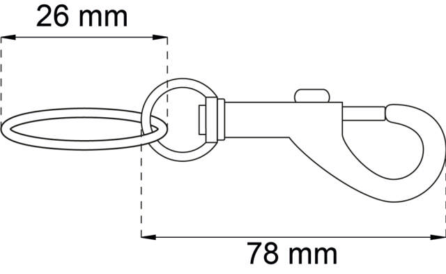 Karbinhake med ring 73 mm förnicklad 1 st