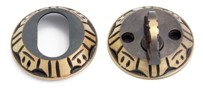 CYLINDERPLATTA & KNOPPSATS ANTIK 