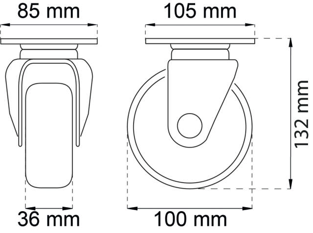 Containerhjul 100 mm svängbart LP