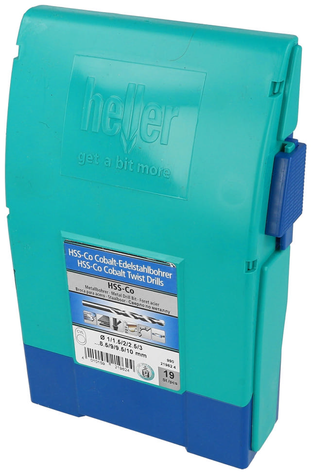 Heller metallborr kobolt hss set Ø1-10mm, 19 delar