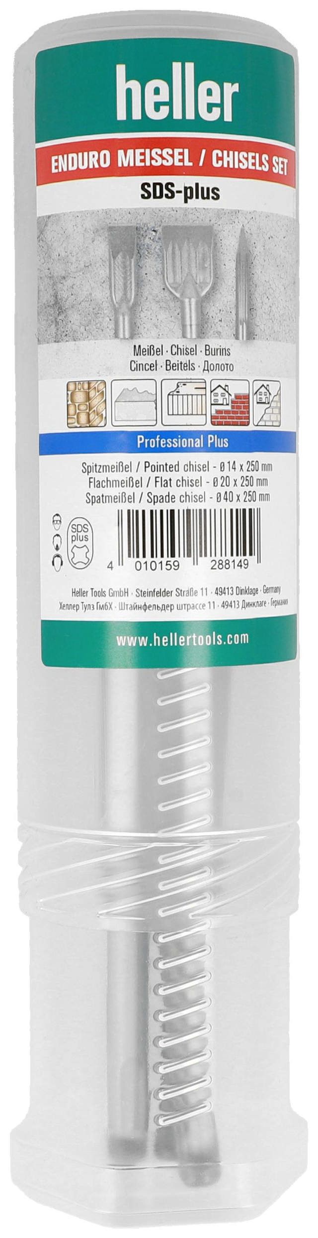 Heller SDS-PLUS mejselsats 3 st. spets/spad/plattmejsel