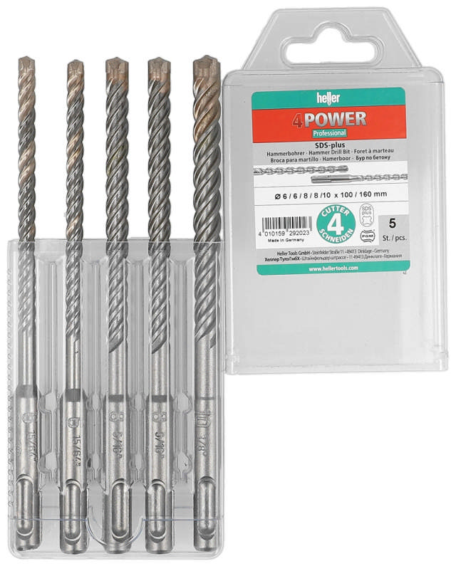 Heller 4 insats hammarborrsats storlek 6/8/10mm pk. á 5 liv