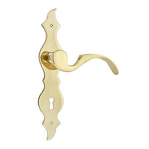 Dörrhandtag 673 S-handtag med lång skylt L3 GN cc72 Mässing Polerad