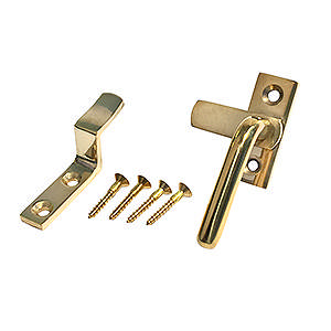 Fönsterhandtag 21403 Vänster inkl. krok Mässing Polerad med lack Ø10