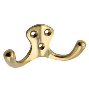 Klädkrok 83 Dubbel Mässing Polerad med Lack CC18