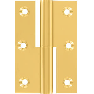 Hamburg-gångjärn, höger, fyrkantigt, polerad mässing utan lack 60x40mm ø8