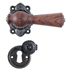 Dörrhandtag Østerbro 670, Äldre dörrar, Mahogny, Oxiderad svart, med klaff