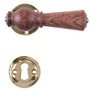 Dörrhandtag Østerbro 670, Äldre dörrar, Mahogny, Mässing Polerad Utan lack