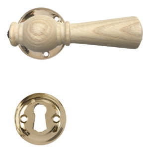 Dörrhandtag Østerbro 670, Äldre dörrar, Askhandtag, Mässing Polerad Utan lack