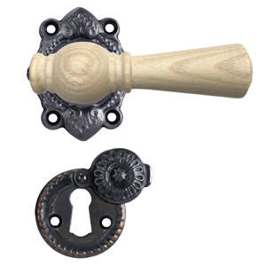 Dörrhandtag Østerbro 670, Nya dörrar, Askträ, Oxiderad svart