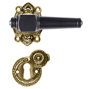 Dörrhandtag Svanemølle 671 med träskruvar (1670T) Svart mässing Polerad Utan lack