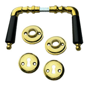 Dörrhandtag 785 med set Mässing Polerad Olackerad Svart trä