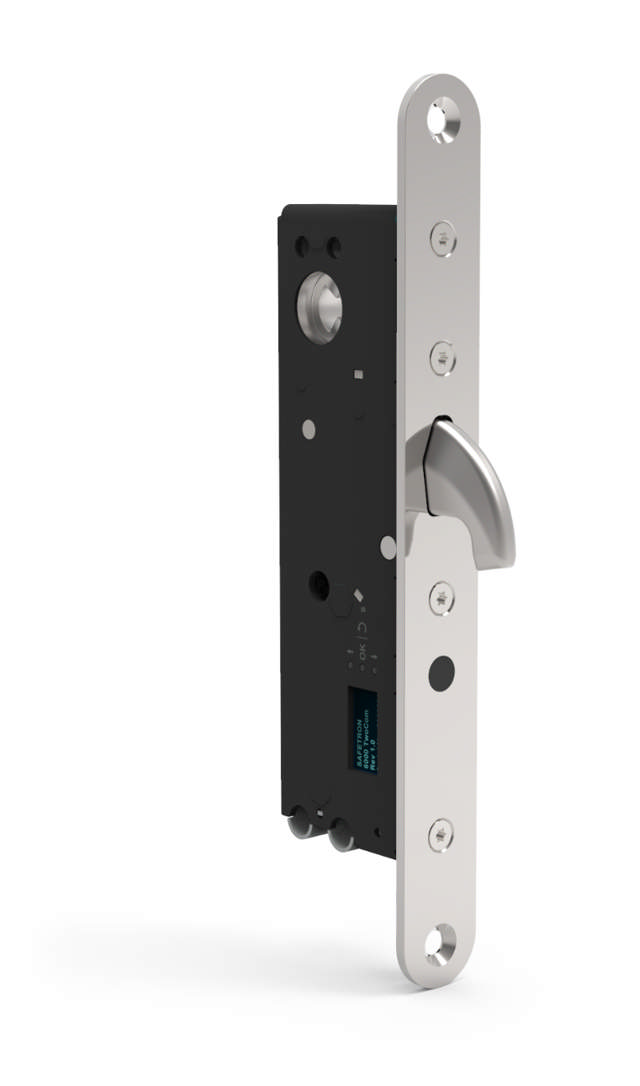 Safetron motorlås 6300 låsbox, krokskena, dorn 35 mm