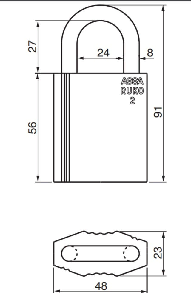 Lås RB2645 KL 2 mässing hängare / ST