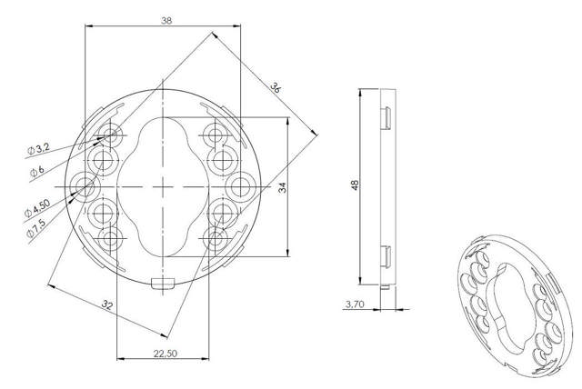 Monteringsplatta ø48mm Vit