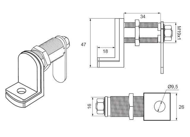 Siso skåplås med hänglås